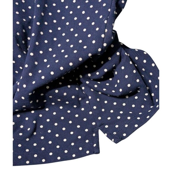 Ralph Lauren Navy Polka Dot Polo Shirt W/ Gold RL Buttons Short Sleeve 100% Cott - Picture 15 of 15